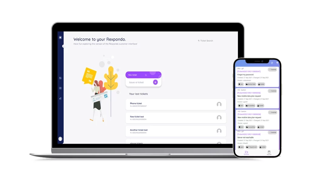 phone and laptop with rexpondo customer portal
